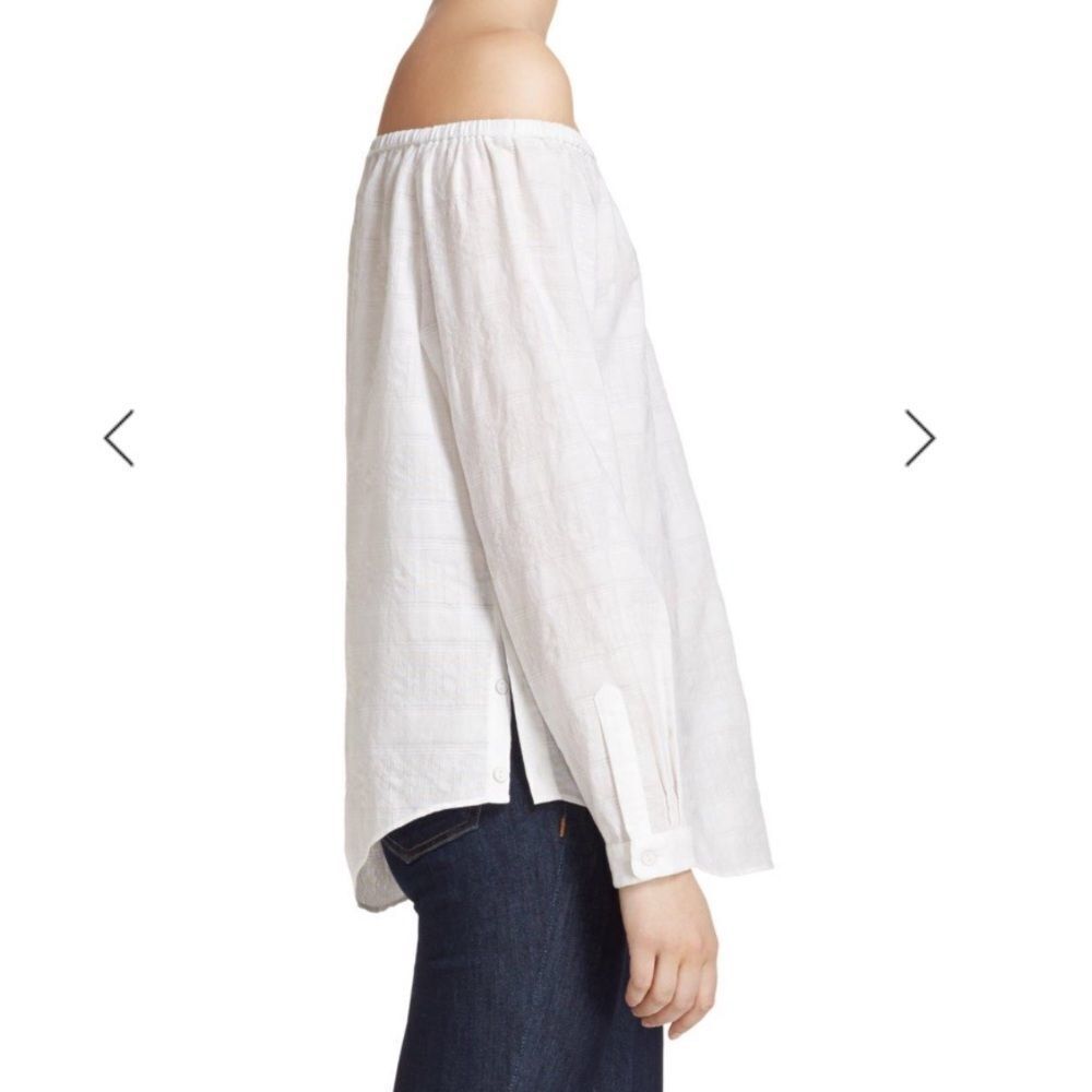 Rag & Bone Off The Shoulder Cotton Blouse in White - Picture 9 of 13